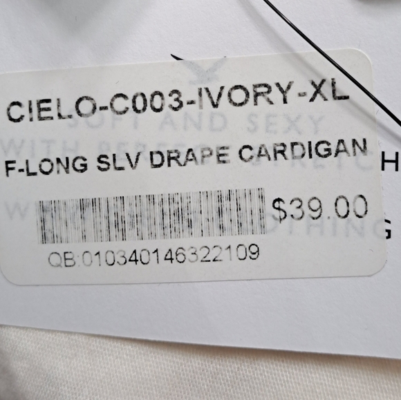 NWT Cielo Ivory Open Front Wrap/Cardigan Size XL - Picture 13 of 13